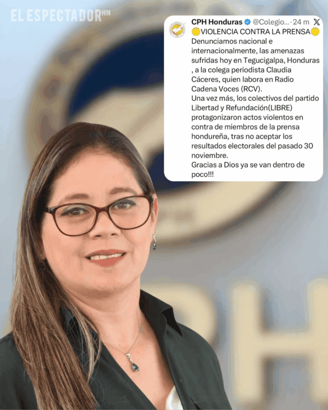 CPH condena agresión de colectivos de Libre contra la periodista Claudia Cáceres