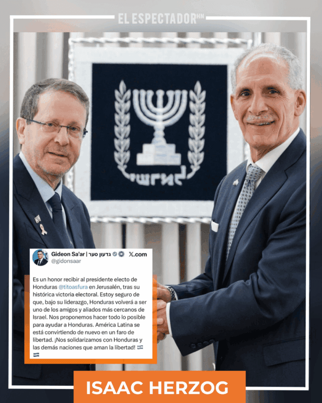 Isaac Herzog respalda al presidente electo “Papi a la Orden” Honduras será aliado cercano de Israel