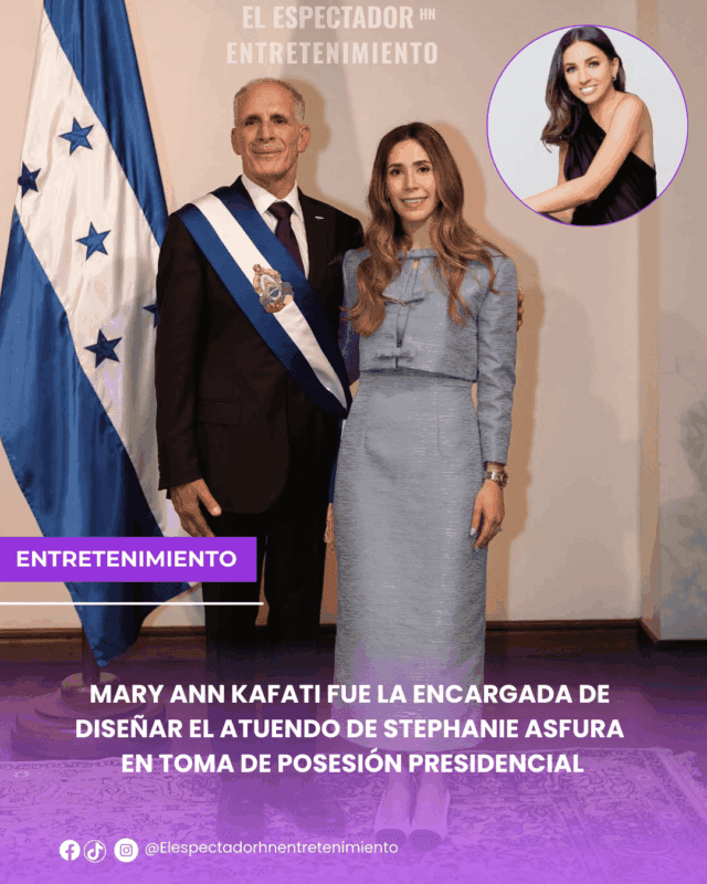 Mary Ann Kafati fue la encargada de diseñar el atuendo de Stephanie Asfura en toma de posesión presidencial