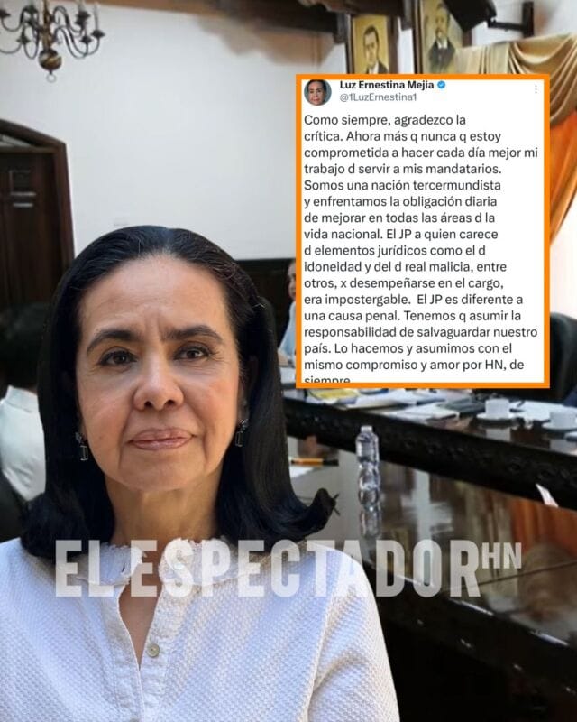 Luz Ernestina Mejía resalta la crítica constructiva como parte de la democracia y transparencia en Honduras.