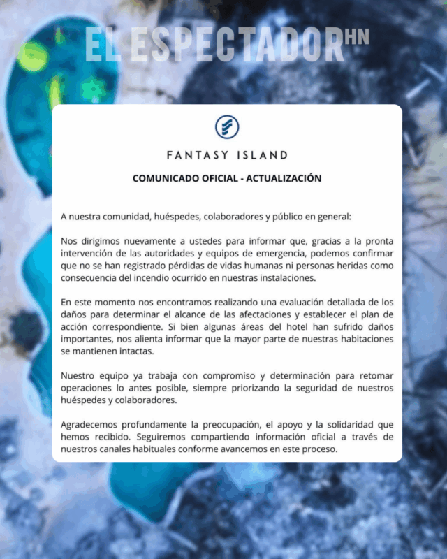 Hotel Fantasy Island Beach Resort inicia proceso de recuperación tras voraz incendio en Roatán