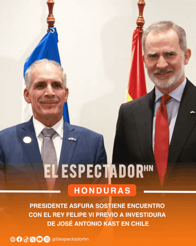 Presidente Asfura sostiene encuentro con el rey Felipe VI previo a investidura de José Antonio Kast en Chile