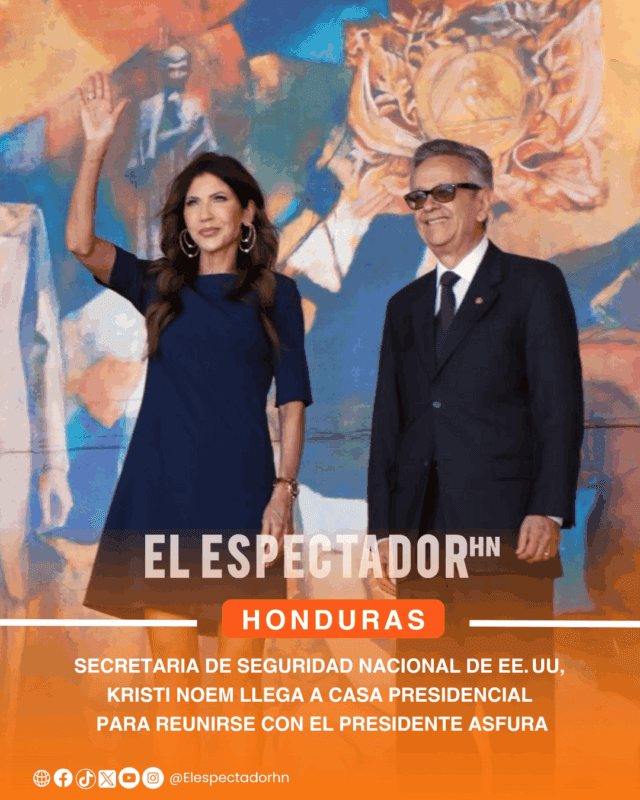 Secretaria de seguridad nacional de EE. UU, kristi Noem llega a casa presidencial para reunirse presidente Asfura