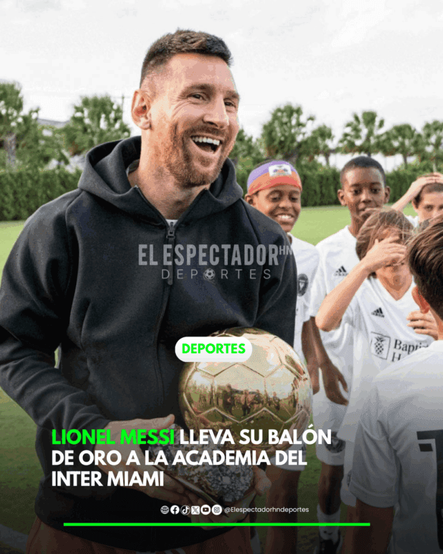 Lionel Messi lleva su balón de oro a la academia del Inter Miami