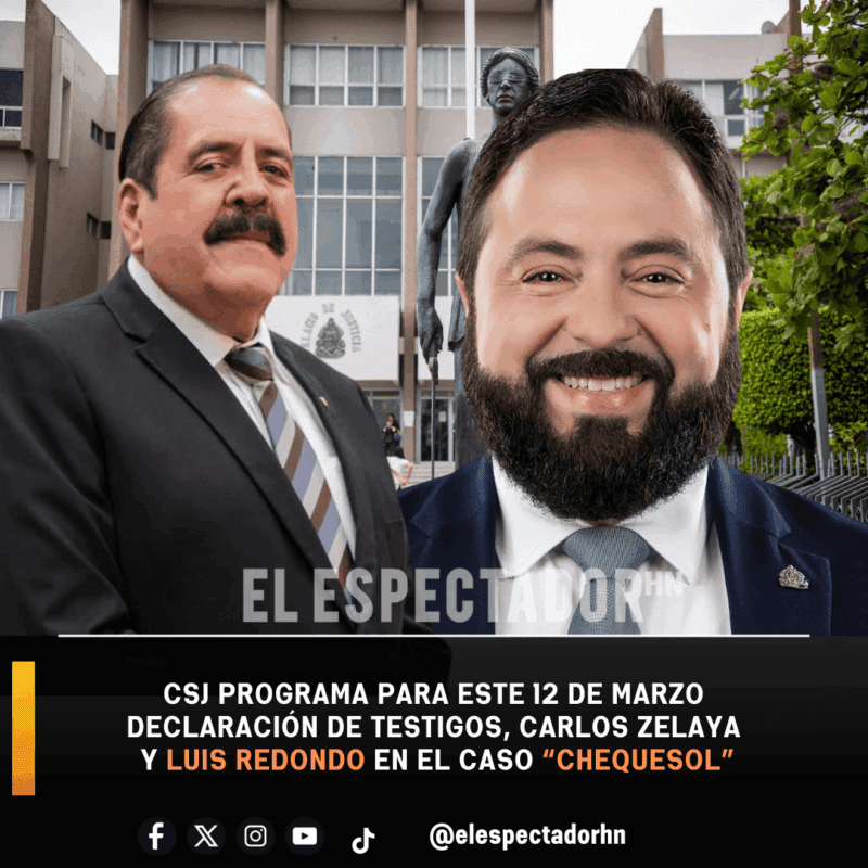 CSJ programa para el 12 de marzo declaración de testigos Carlos Zelaya y Luis Redondo en el caso “Chequesol”