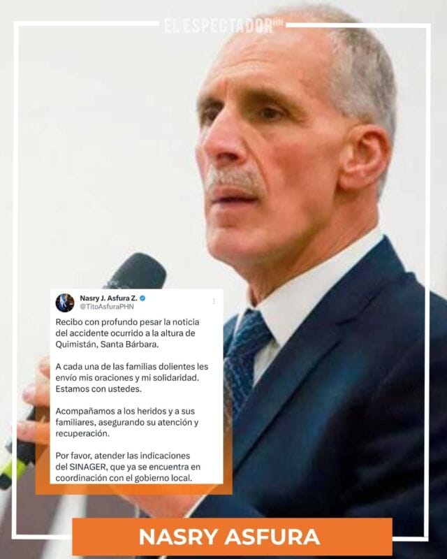 Nasry Asfura lamenta accidente en Quimistán y pide prudencia en carreteras.