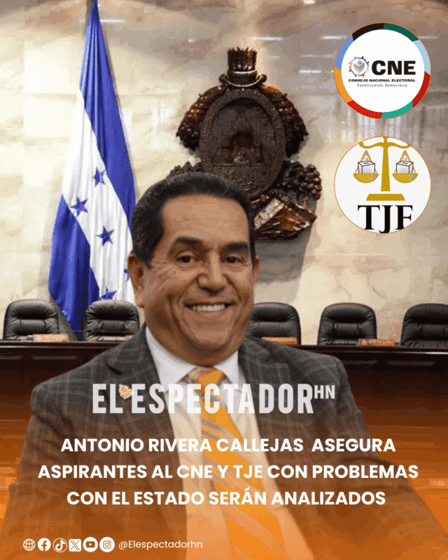 Antonio Rivera Callejas asegura aspirantes al CNE y TJE con problemas con el estado serán analizados