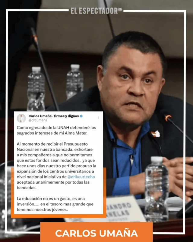 “La educación no es un gasto” Carlos Umaña fija postura sobre presupuesto de la UNAH