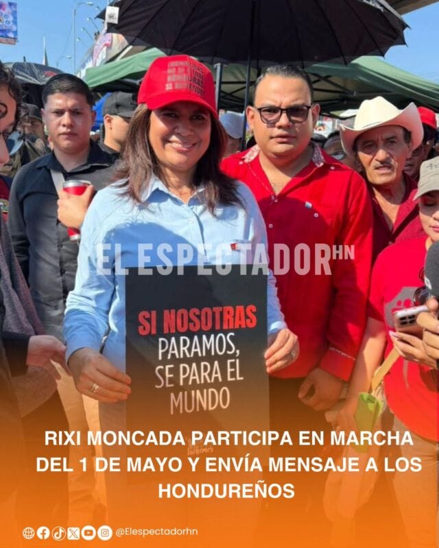 Rixi Moncada impulsa movilización política durante marcha del 1 de mayo en Honduras