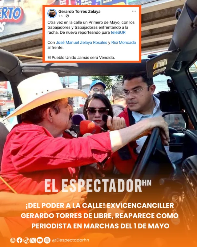 Exvicencanciller Gerardo Torres de Libre, reaparece como periodista en marchas del 1 de mayo