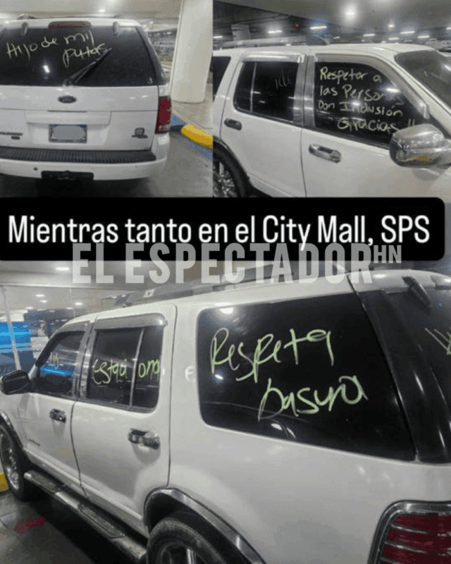 Entre insultos y reclamos así apareció un carro en City Mall Sps