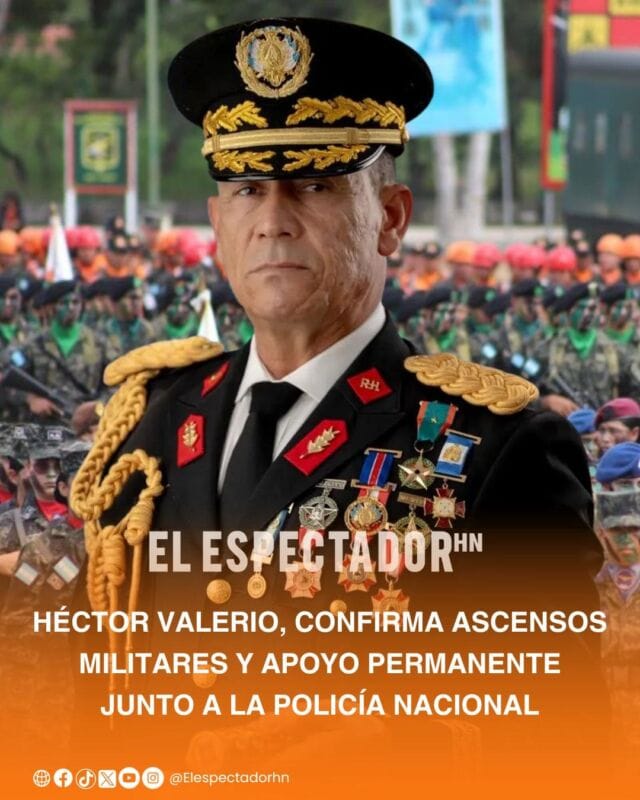 Héctor Benjamín Valerio, afirmó que los ascensos realizados este día representan un reconocimiento al esfuerzo, dedicación y sacrificio de los oficiales que han servido durante años en la institución militar