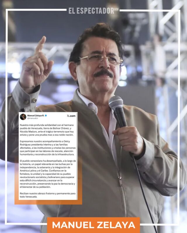 Manuel Zelaya expresa solidaridad con Venezuela