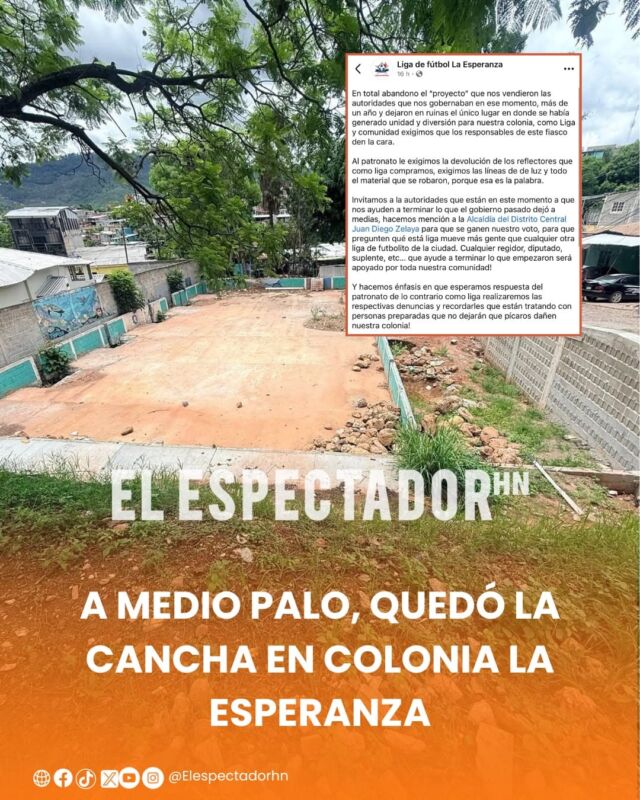 A medio palo, quedó la cancha en Colonia La Esperanza