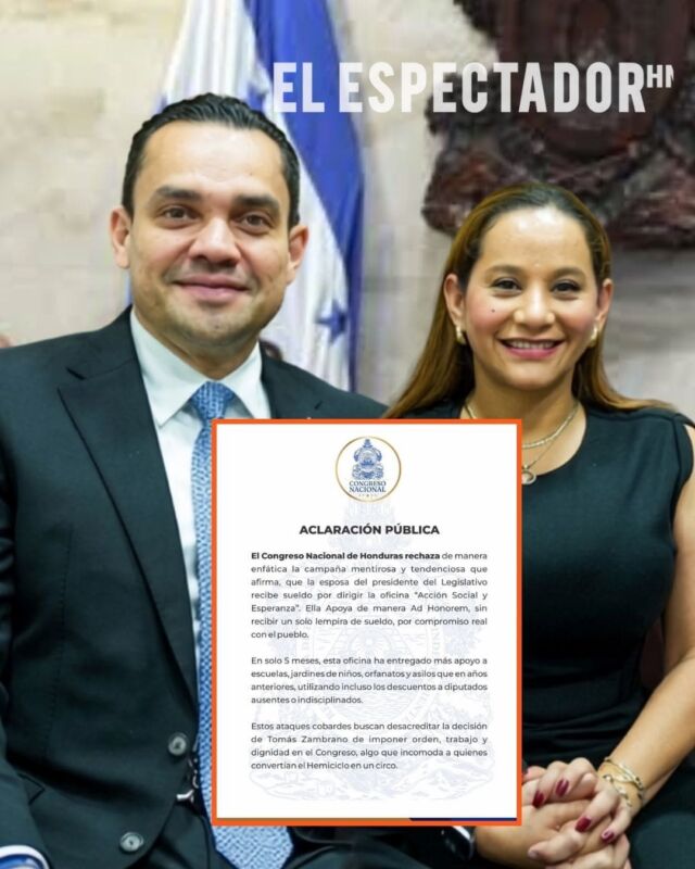 Congreso Nacional rechaza señalamientos sobre presunto sueldo de Yohana Estrada esposa de Tomás Zambrano en oficina de acción social