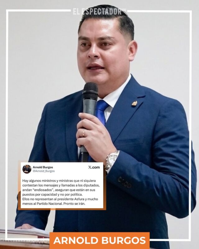 Diputado nacionalista Arnold Burgos critica a ministros y asegura que “pronto se irán”