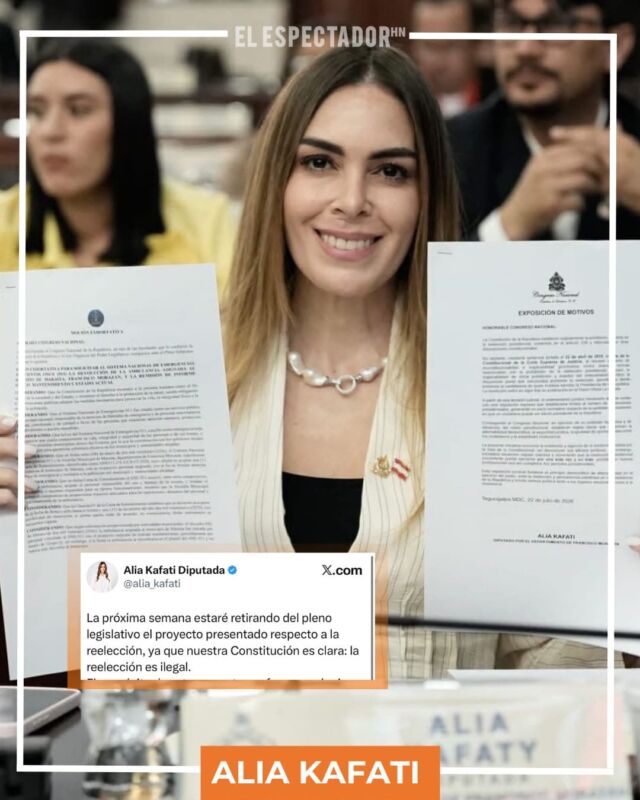 Diputada Alia Kafati retirará su proyecto sobre reelección presidencial