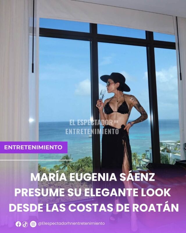 María Eugenia Sáenz presume su elegante look desde las costas de Roatán