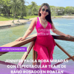 Jennifer Paola roba miradas con espectacular traje de baño rosado en Roatán