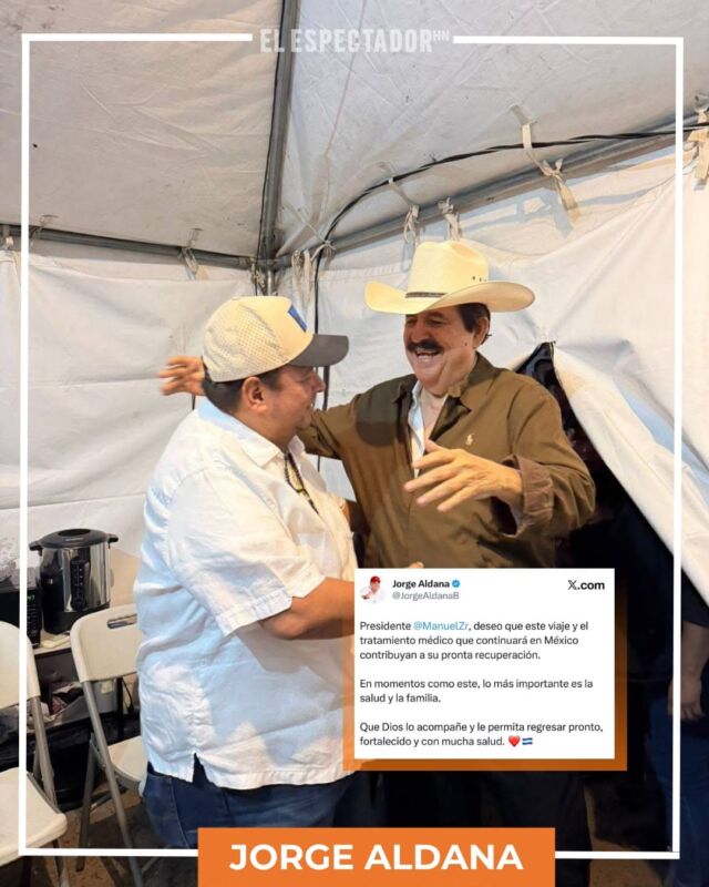 ¡Adiós rumores! Jorge Aldana envia mensaje de pronta recuperación a Mel Zelaya tras viaje a México