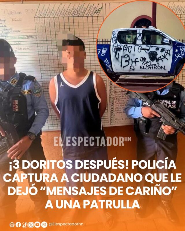 ¡3 doritos después! Policía captura a ciudadano que le dejó “mensajes de cariño” a una patrulla