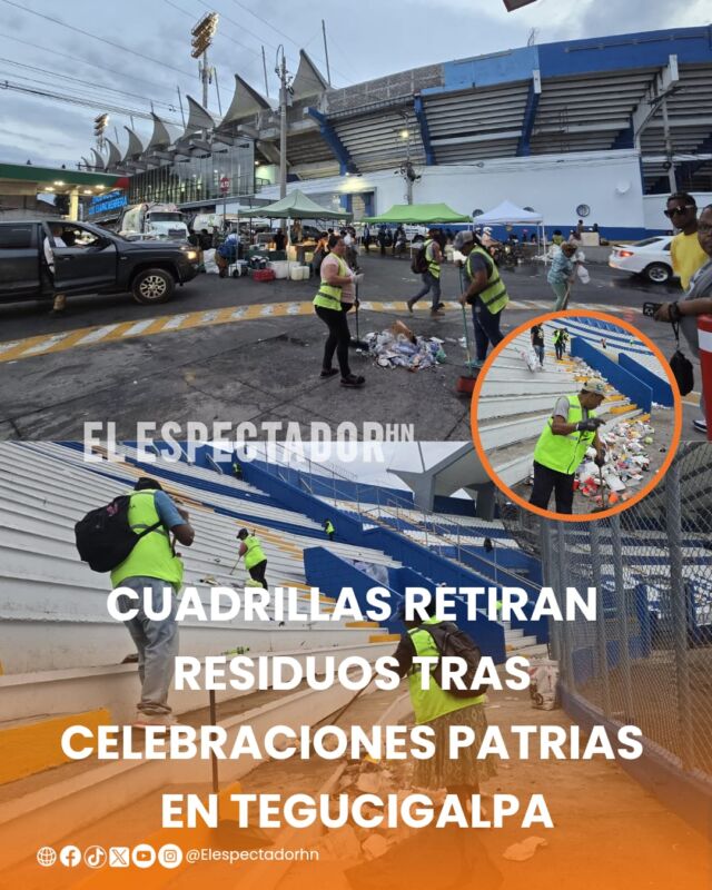 Cuadrillas de la AMDC retiran residuos tras celebraciones patrias en Tegucigalpa