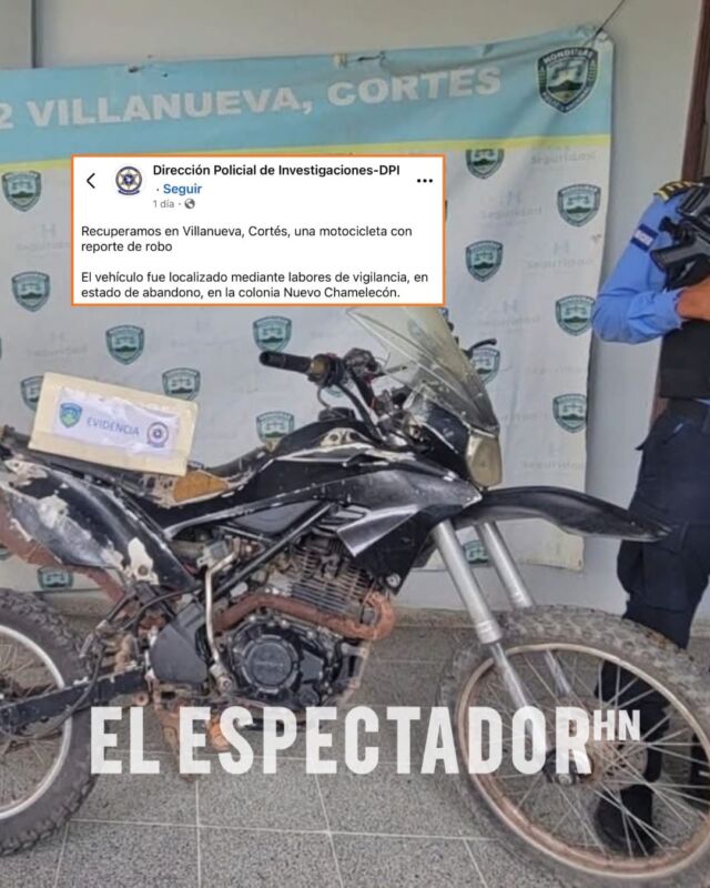Recuperan motocicleta con reporte de robo en Villanueva, Cortés