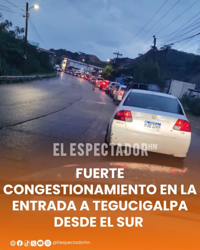 Fuerte congestionamiento en la entrada a Tegucigalpa desde el Sur