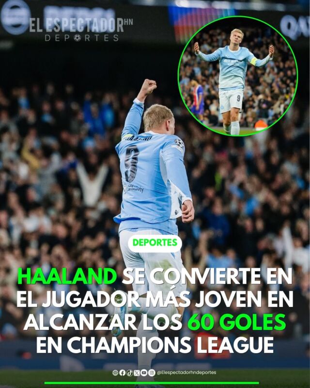 
Haaland se convierte en el jugador más joven en alcanzar los 60 goles en Champions League
